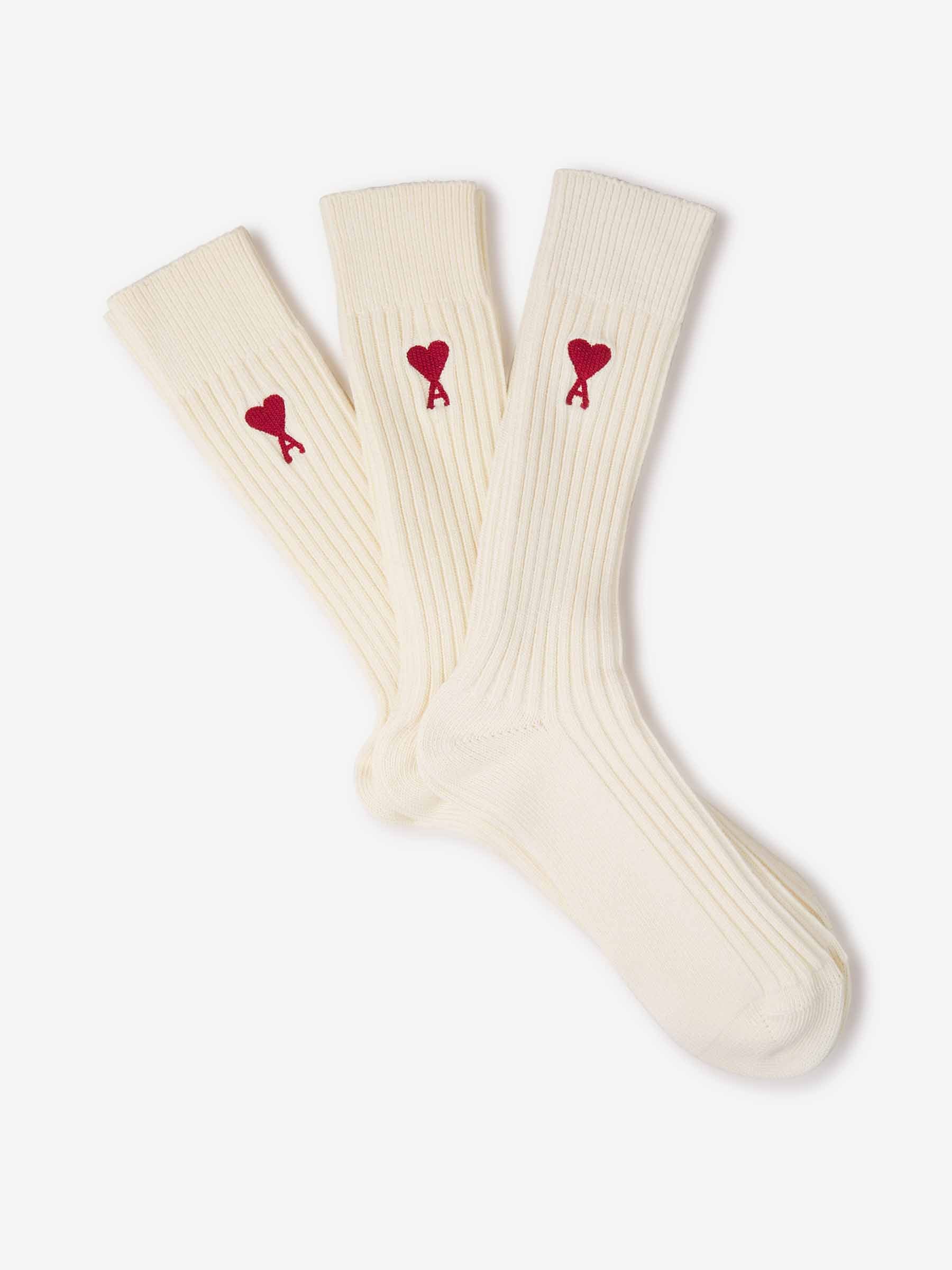 Ami Paris Hombre Barcelona Calcetines Lisos Algodón color Crema sku 642-000529 02 - Foto 1