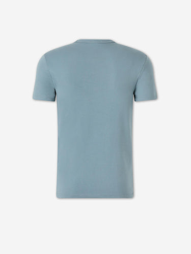 Tom Ford Hombre Barcelona Camiseta Algodón Logo color Azul Turquesa sku 653-000089 05 - Foto 2