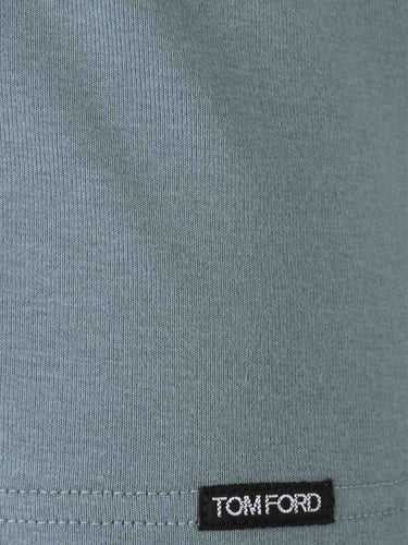 Tom Ford Hombre Barcelona Camiseta Algodón Logo color Azul Turquesa sku 653-000089 05 - Foto 3