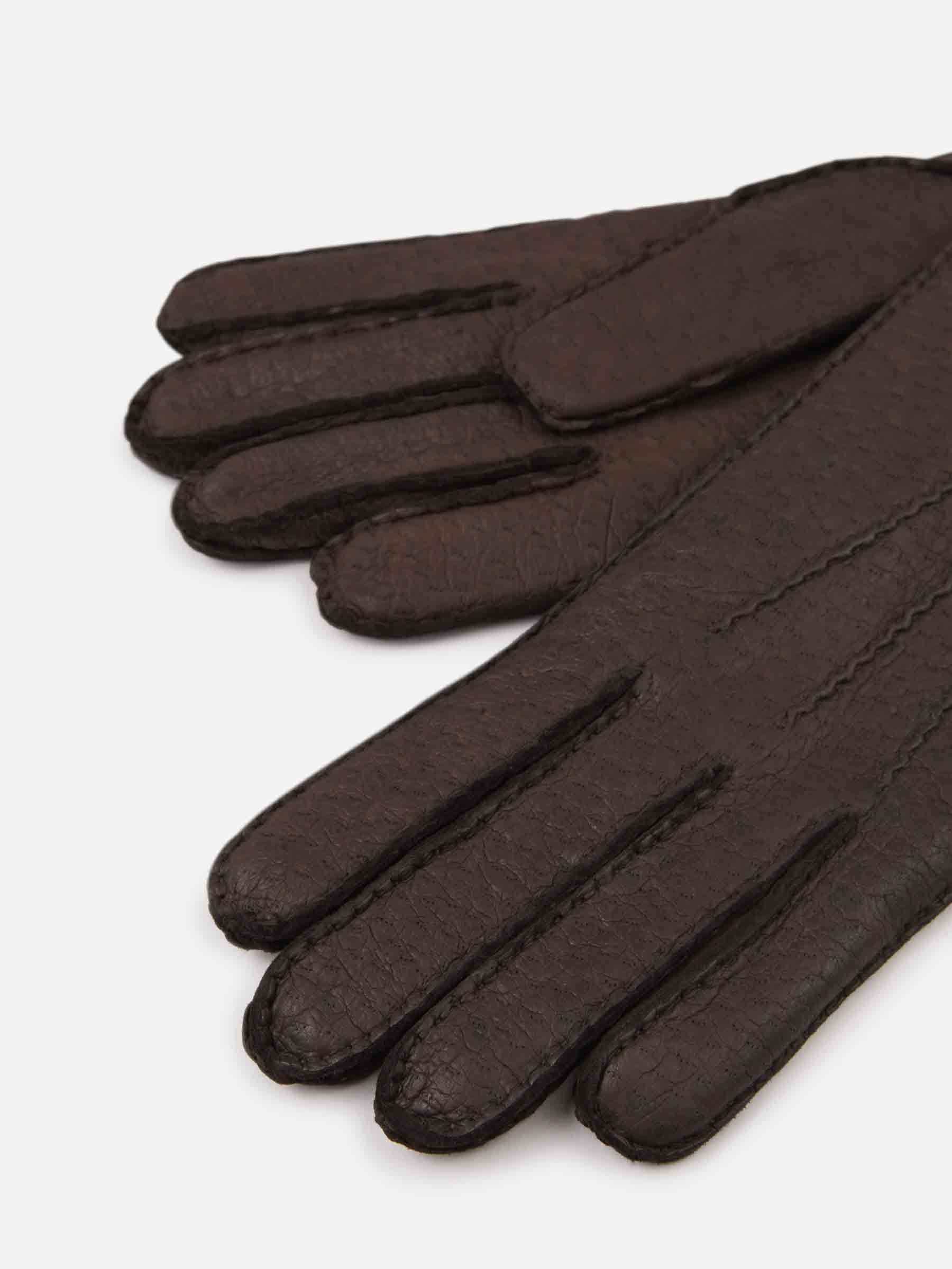 Santa Eulalia Hombre Barcelona Guantes Piel Granulada color Marrón Oscuro sku 680-000120 02 - Foto 2