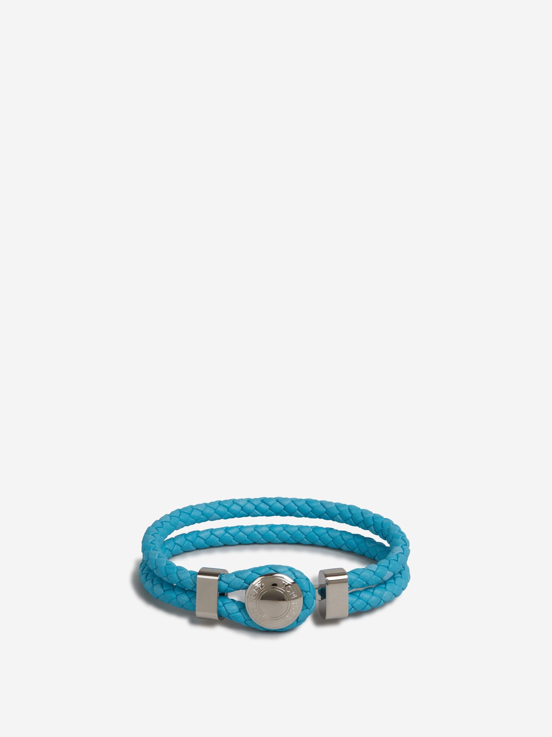 Tom Ford Hombre Barcelona Pulsera Piel Trenzada color Azul Turquesa sku 682-000989 01 - Foto 1