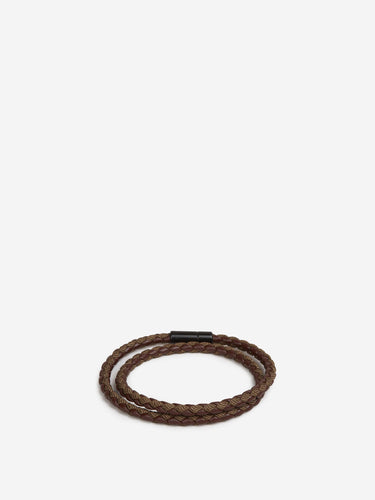 Tateossian Hombre Barcelona Pulsera Piel Trenzada color Marrón Oscuro sku 682-001044 01 - Foto 1