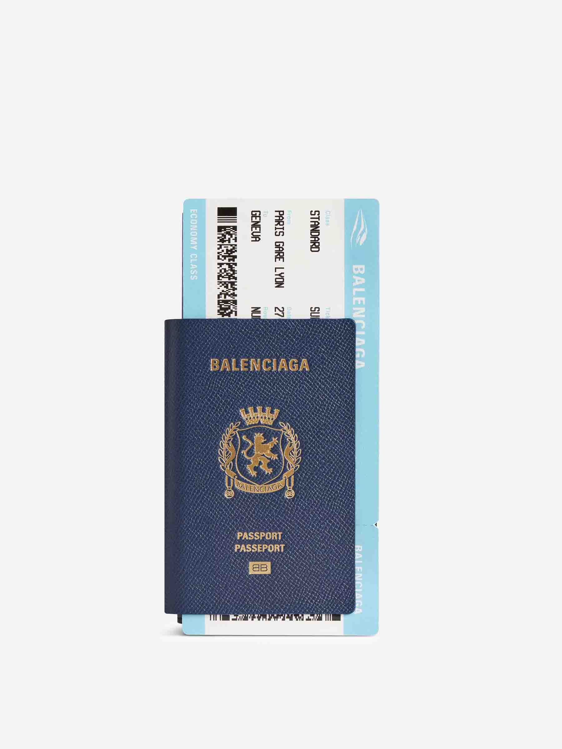 Balenciaga Hombre Barcelona Cartera Passport  Piel color Azul Marino sku 691-001438 01 - Foto 1