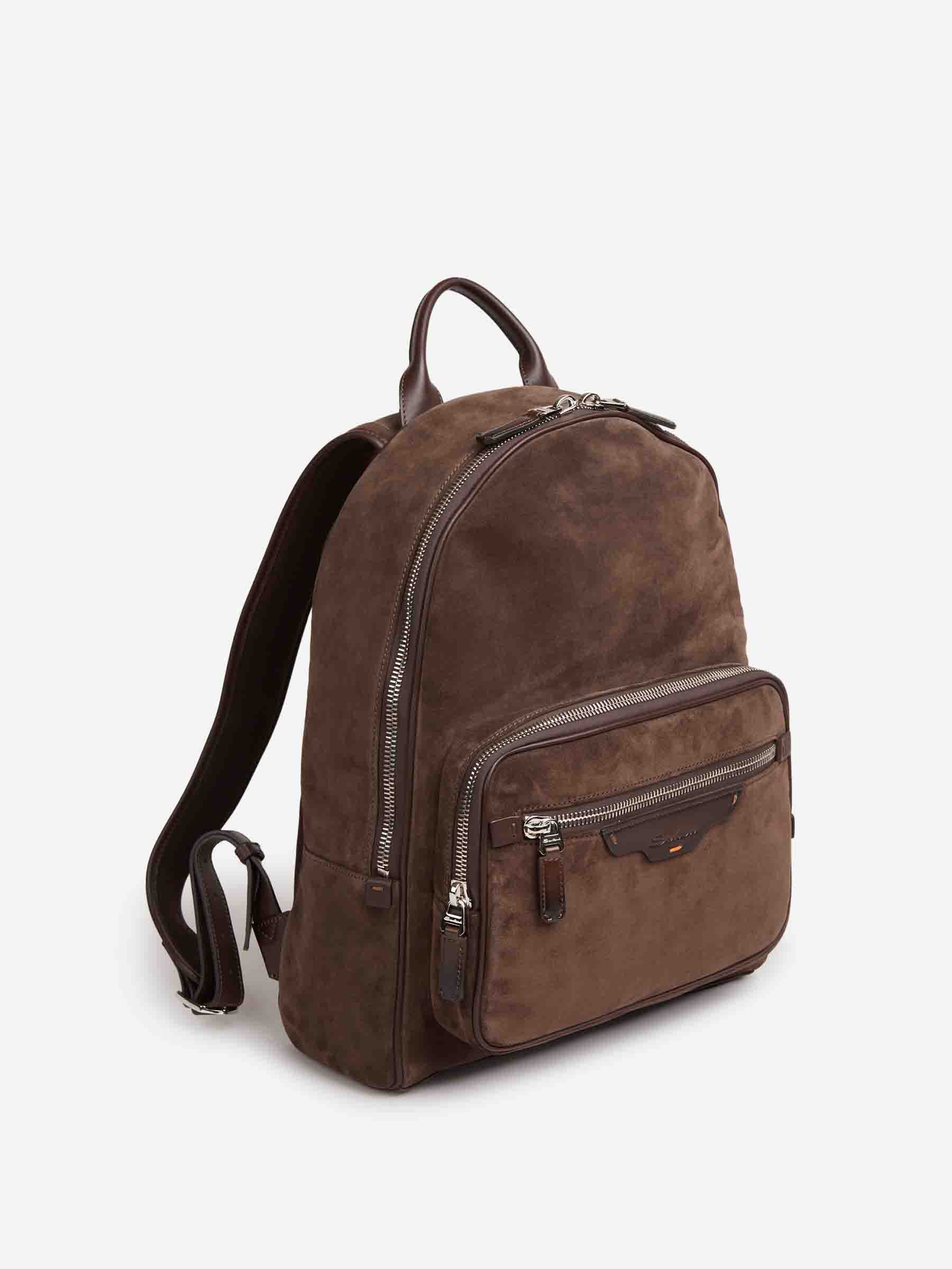 Santoni Hombre Barcelona Mochila Piel Ante color Marrón Oscuro sku 692-002025 01 - Foto 2
