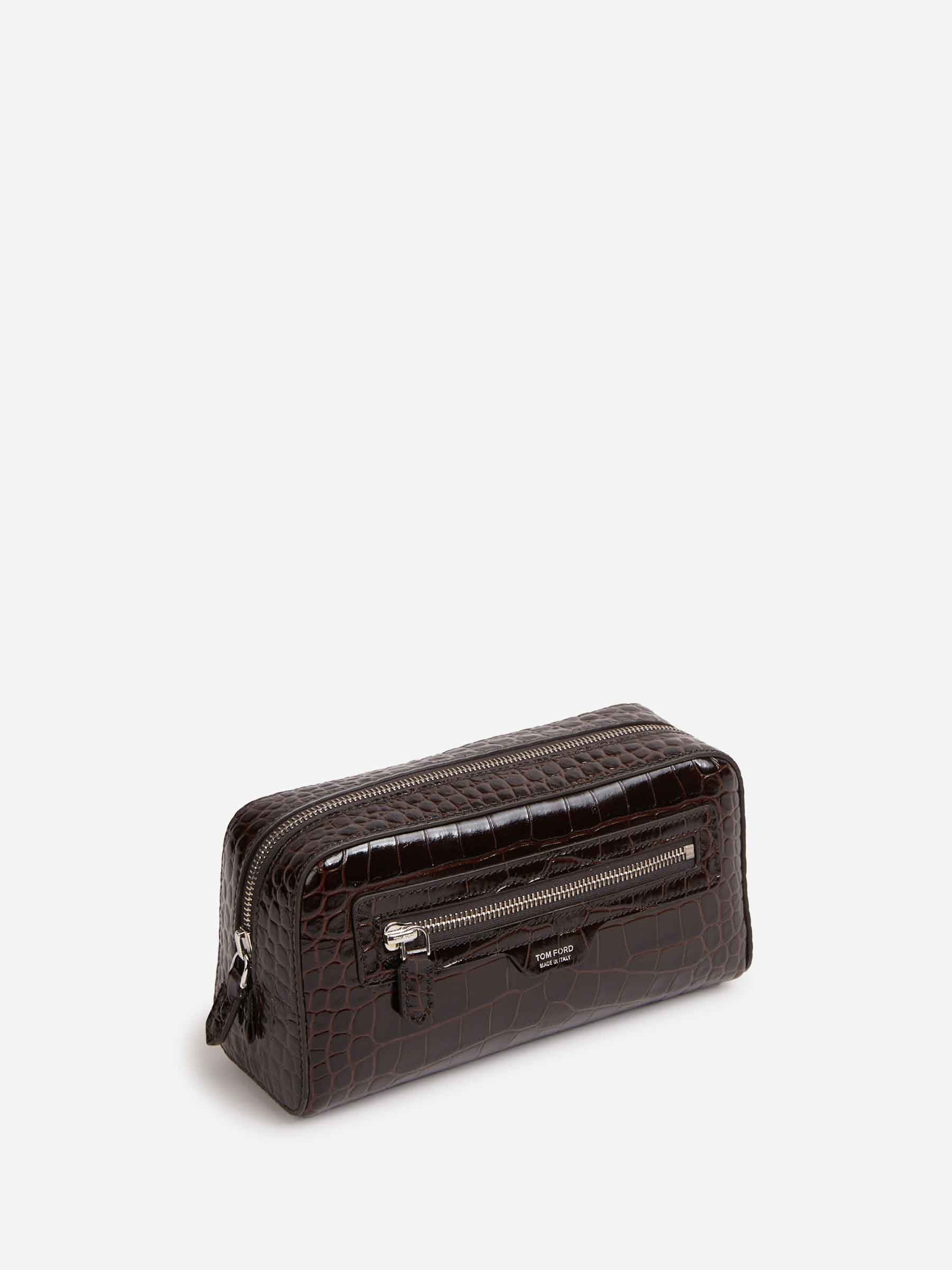 Tom Ford Hombre Barcelona Neceser Piel Cocodrilo color Marrón Oscuro sku 692-002058 01 - Foto 2