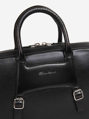 Santoni Hombre Barcelona Maletín Piel Gofrada color Negro sku 692-002063 01 - Foto 5