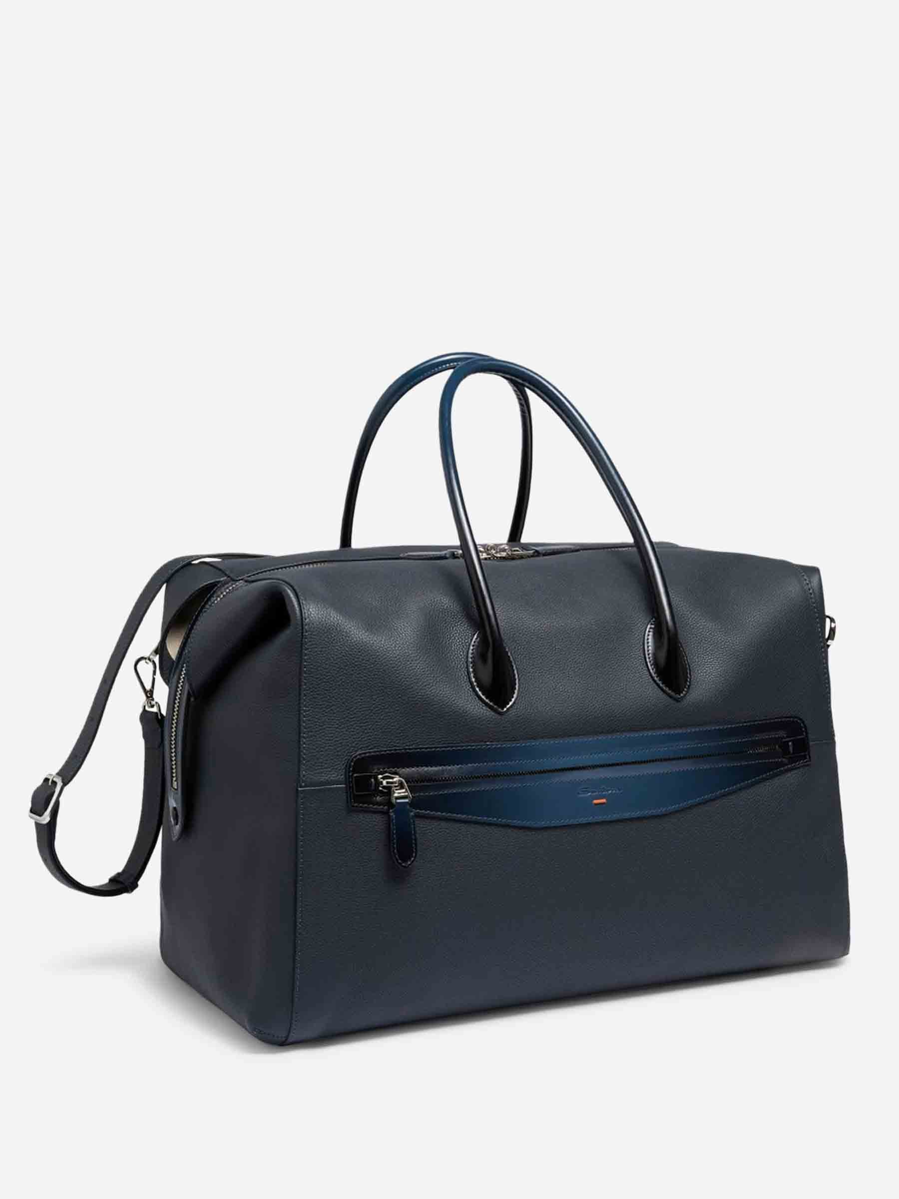 Santoni Hombre Barcelona Bolsa Viaje Piel color Azul Noche sku 692-002078 02 - Foto 2