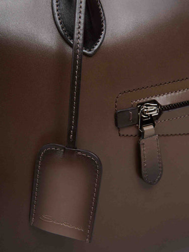 Santoni Hombre Barcelona Maletín Piel color Marrón Oscuro sku 692-002080 01 - Foto 5