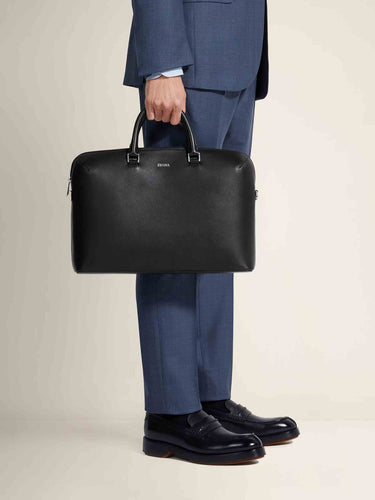 Zegna Hombre Barcelona Maletín Piel Logo color Negro sku 692-002084 01 - Foto 2