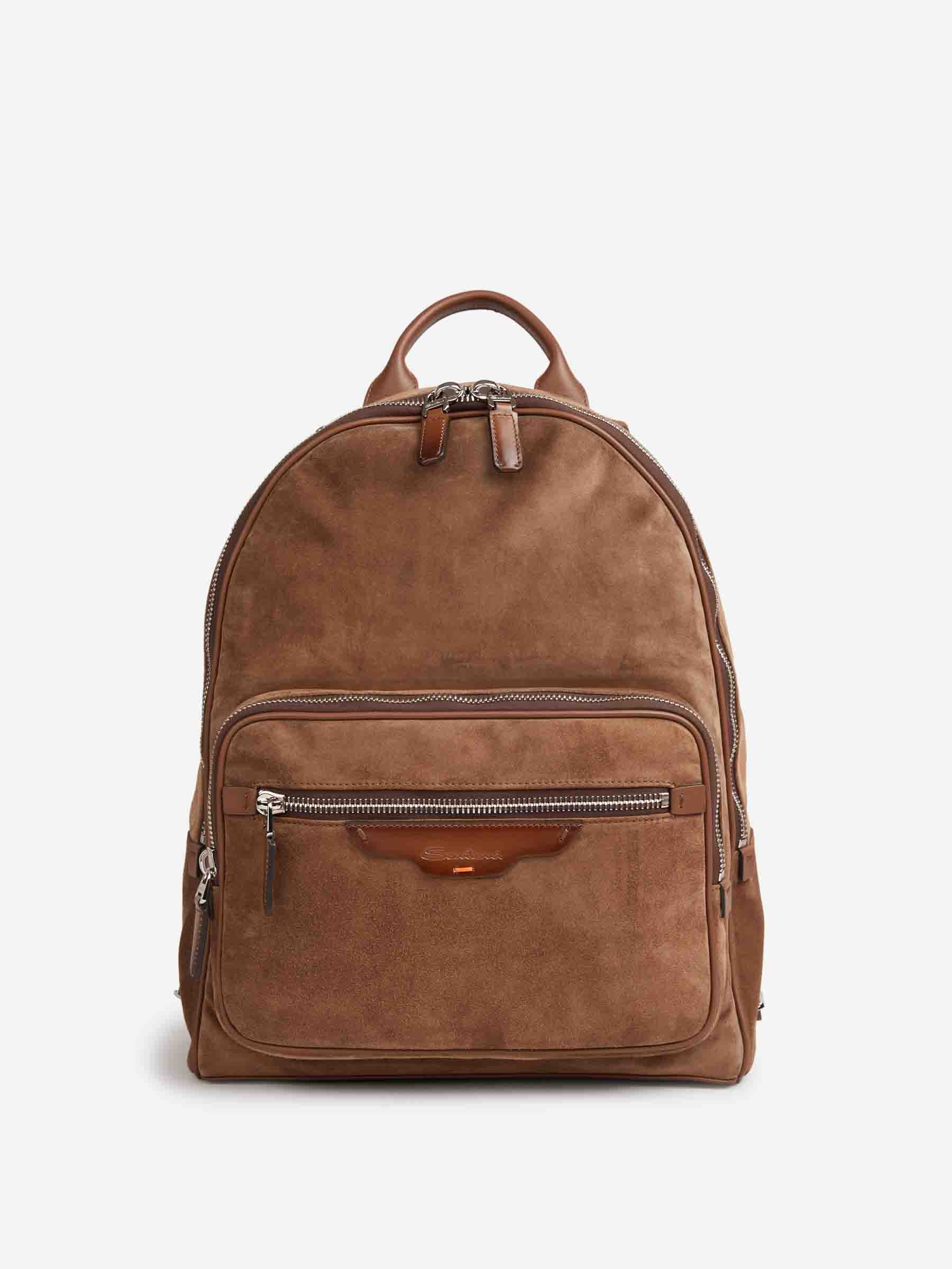 Santoni Hombre Barcelona Mochila Piel Ante color Marrón Oscuro sku 693-000067 01 - Foto 1