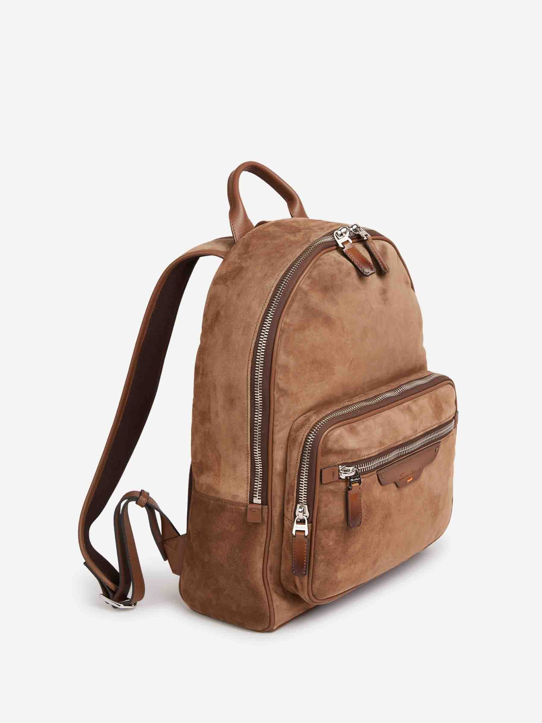 Santoni Hombre Barcelona Mochila Piel Ante color Marrón Oscuro sku 693-000067 01 - Foto 2