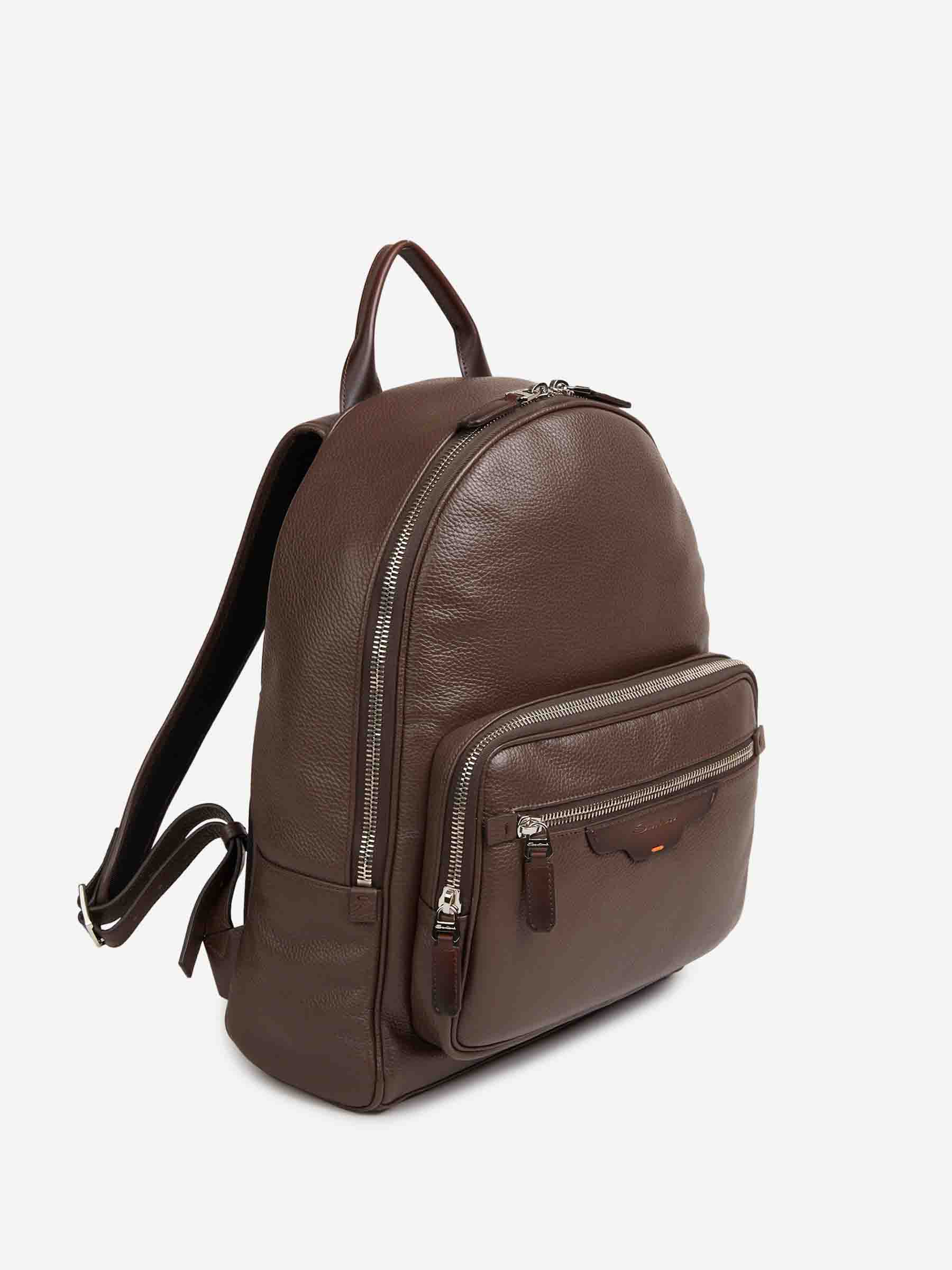 Santoni Hombre Barcelona Mochila Cuero color Marrón Oscuro sku 693-000068 01 - Foto 2