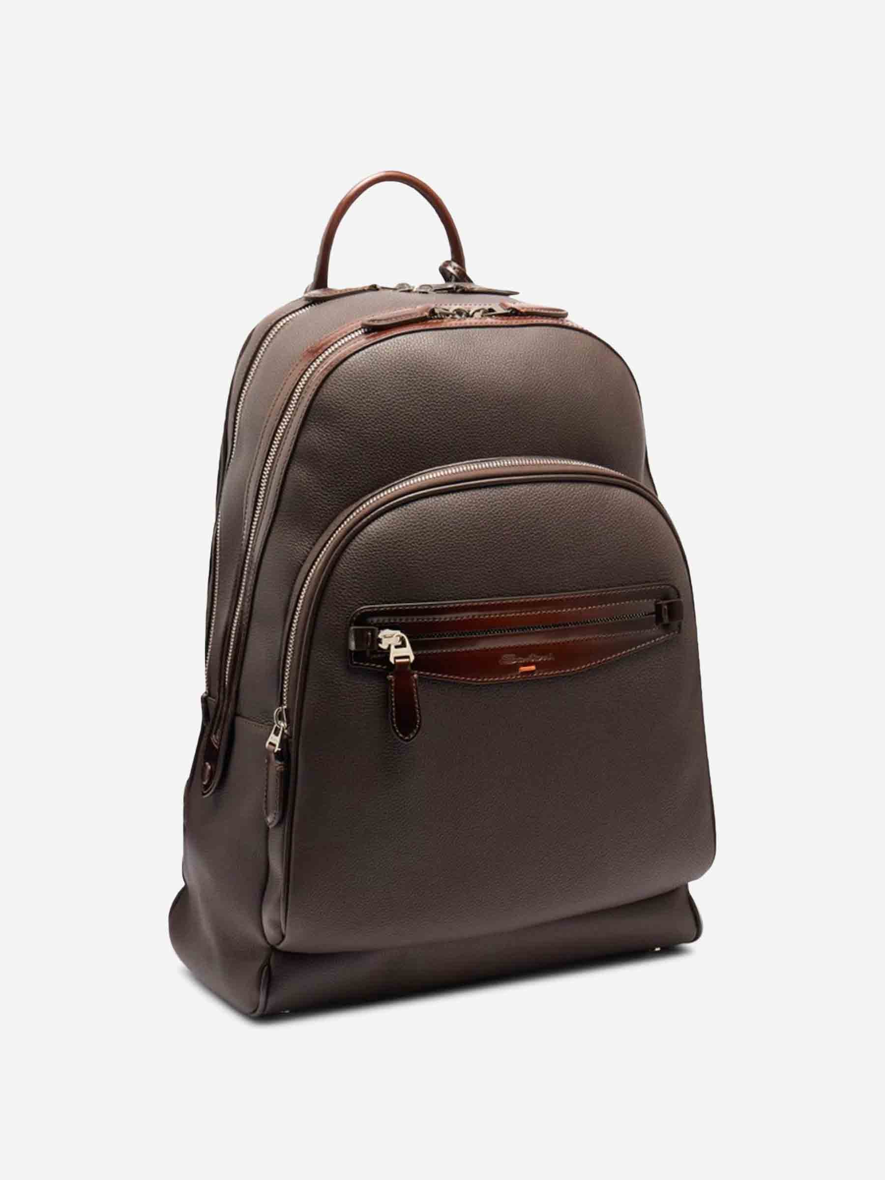 Santoni Hombre Barcelona Mochila Piel color Marrón Oscuro sku 693-000091 02 - Foto 2
