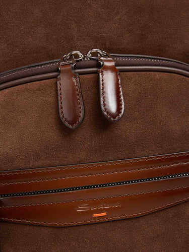 Santoni Hombre Barcelona Mochila Piel color Marrón Oscuro sku 693-000092 01 - Foto 5
