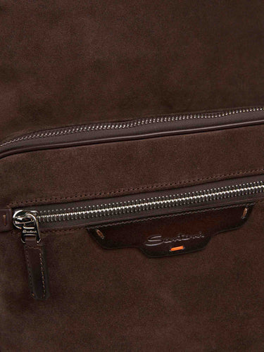Santoni Hombre Barcelona Mochila Piel Suede color Marrón Oscuro sku 693-000101 01 - Foto 2
