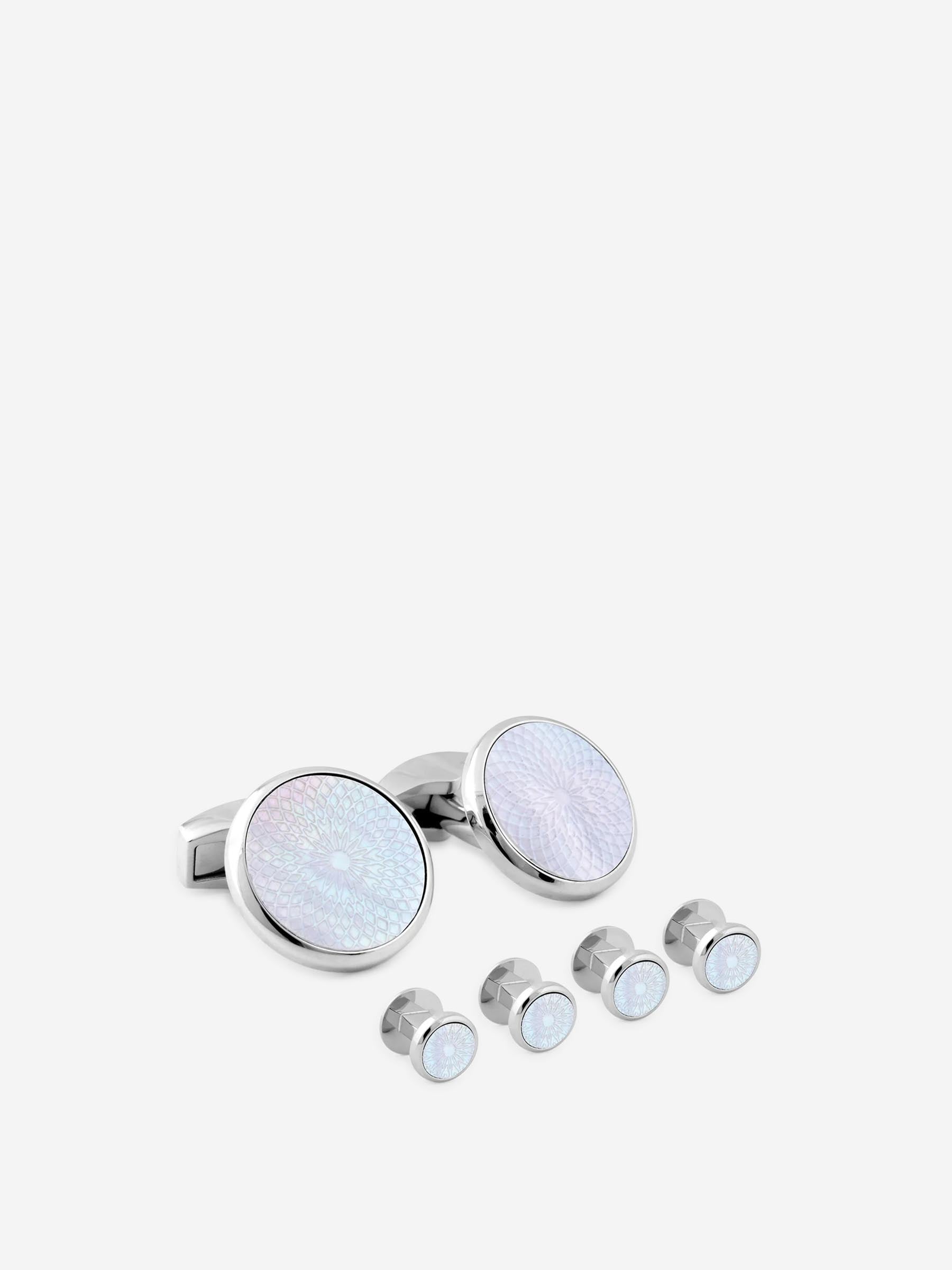 Tateossian Hombre Barcelona Gemelos Guilloché Redondo color Plateado sku 696-001034 01 - Foto 1