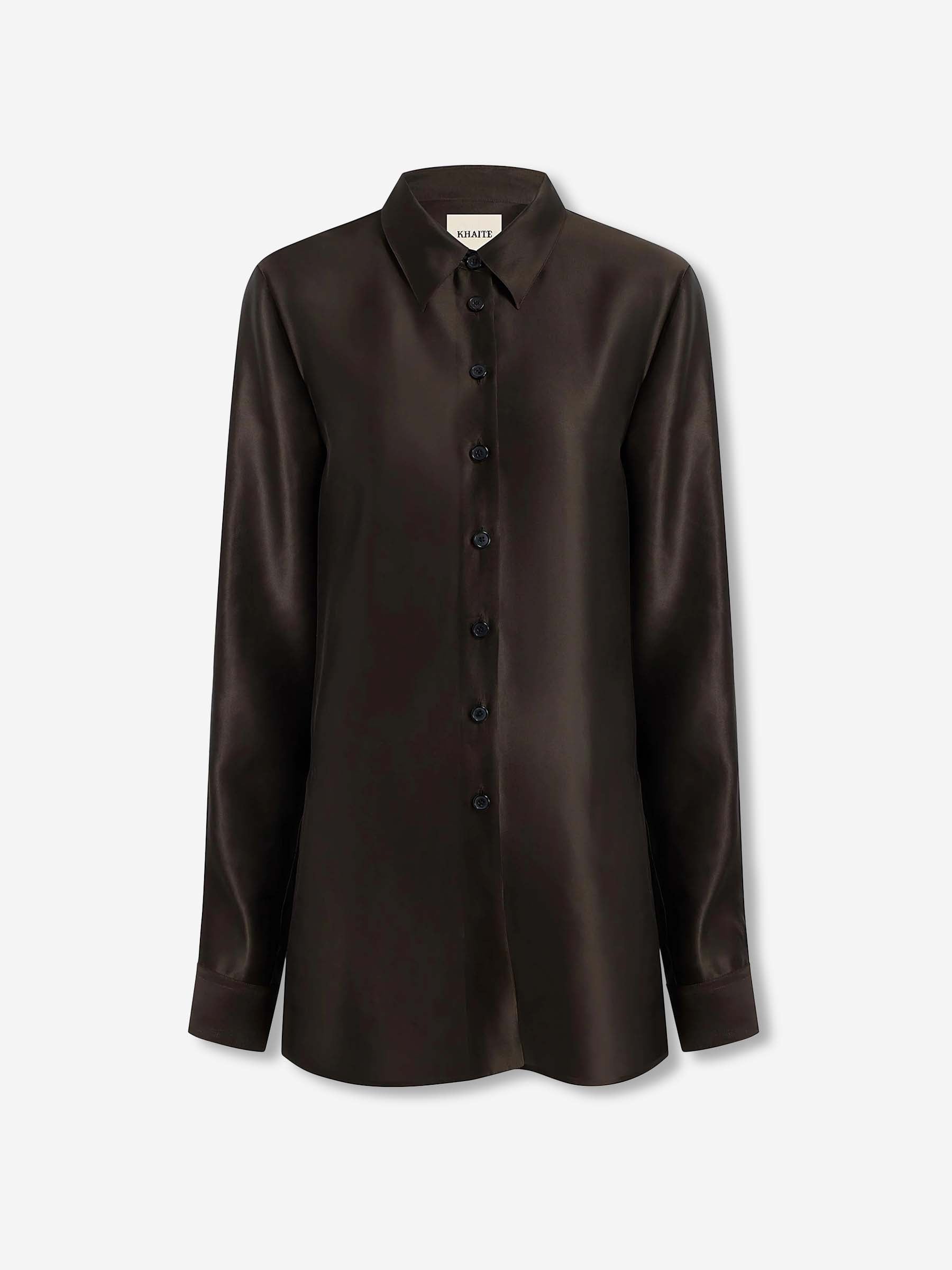 Khaite Mujer Barcelona Camisa Seda Auryn color Marrón Oscuro sku 701-002295 01 - Foto 1