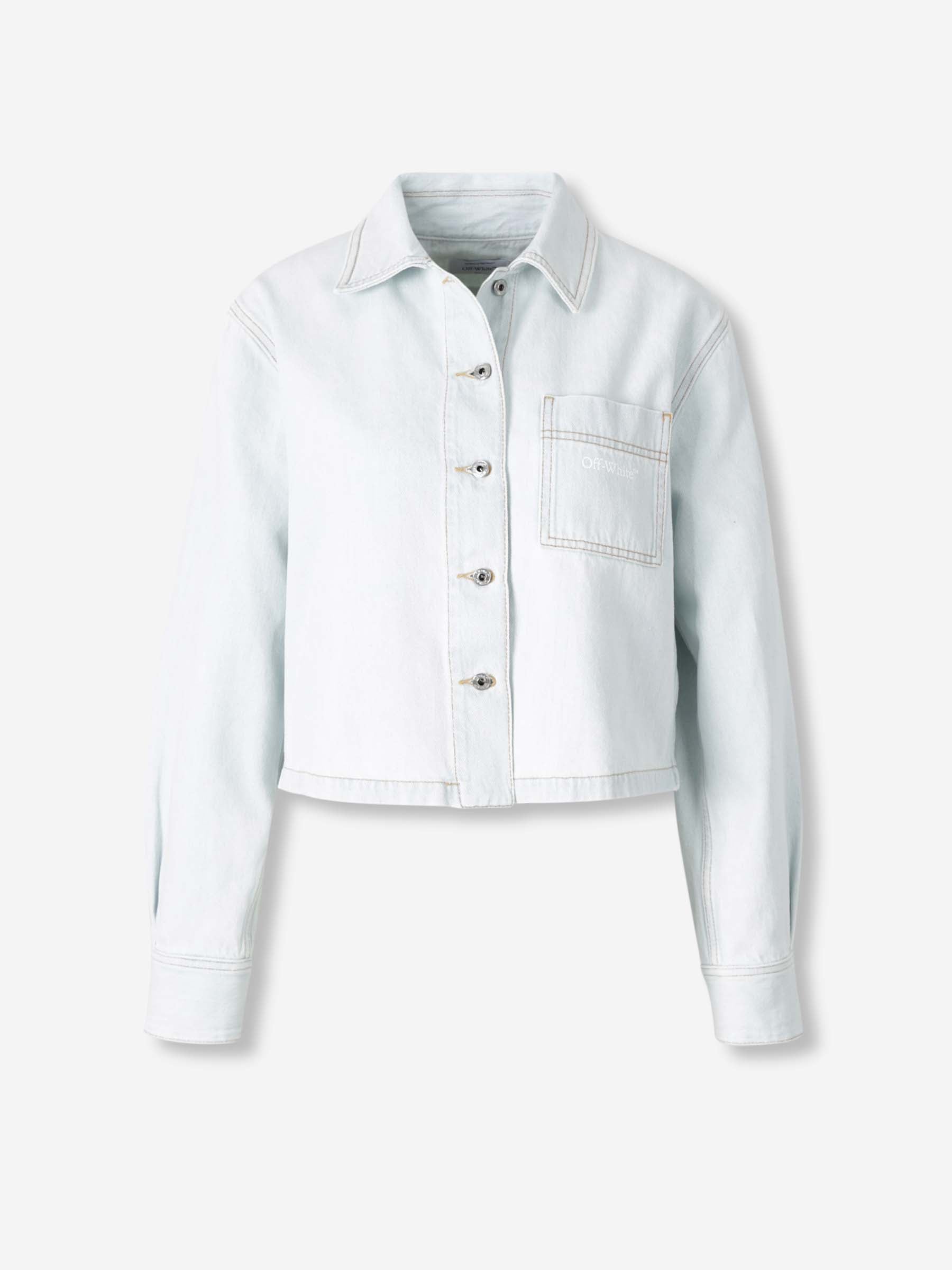 Off-White Mujer Barcelona Camisa Denim Cropped color Azul Denim Claro sku 701-002308 00 - Foto 1