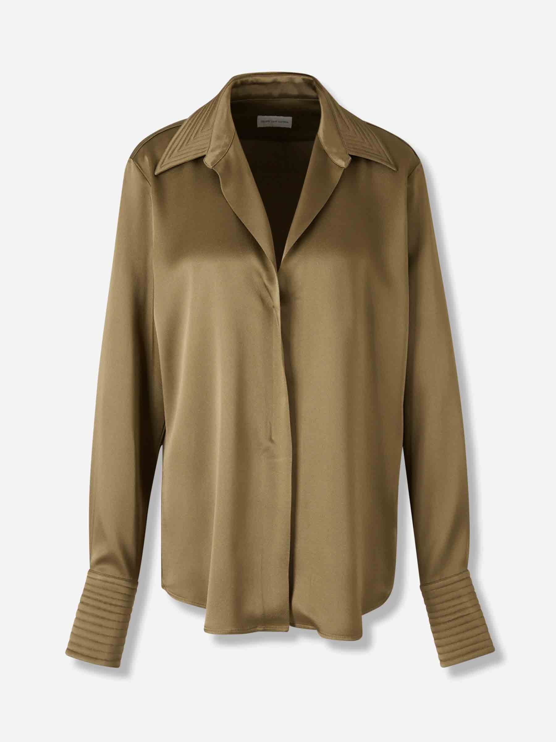 Dries Van Noten Mujer Barcelona Blusa Satinada Celinta color Verde sku 701-002314 02 - Foto 1