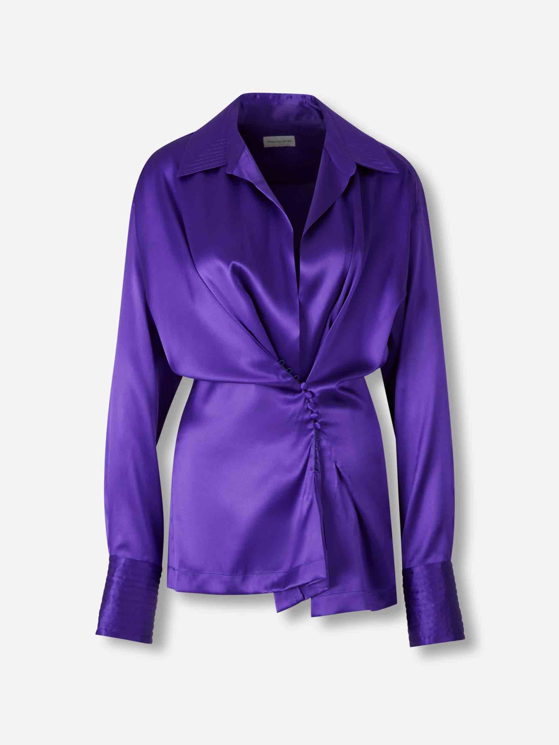 Dries Van Noten Mujer Barcelona Camisa Seda Drapeada color Violeta sku 701-002315 01 - Foto 1