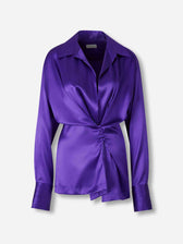 Dries Van Noten Mujer Barcelona Camisa Seda Drapeada color Violeta sku 701-002315 01 - Foto 1