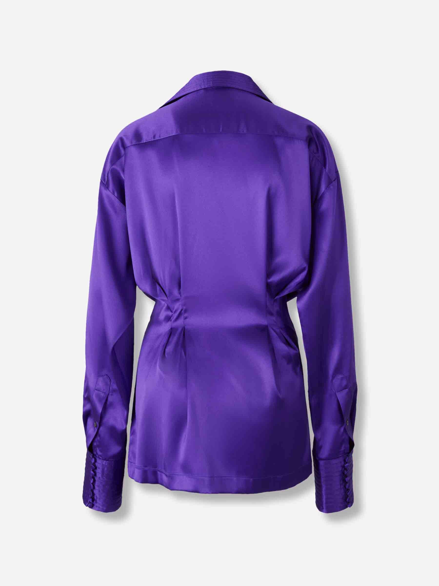 Dries Van Noten Mujer Barcelona Camisa Seda Drapeada color Violeta sku 701-002315 01 - Foto 2
