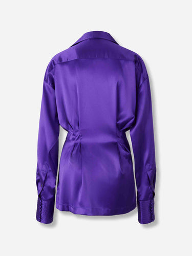 Dries Van Noten Mujer Barcelona Camisa Seda Drapeada color Violeta sku 701-002315 01 - Foto 2