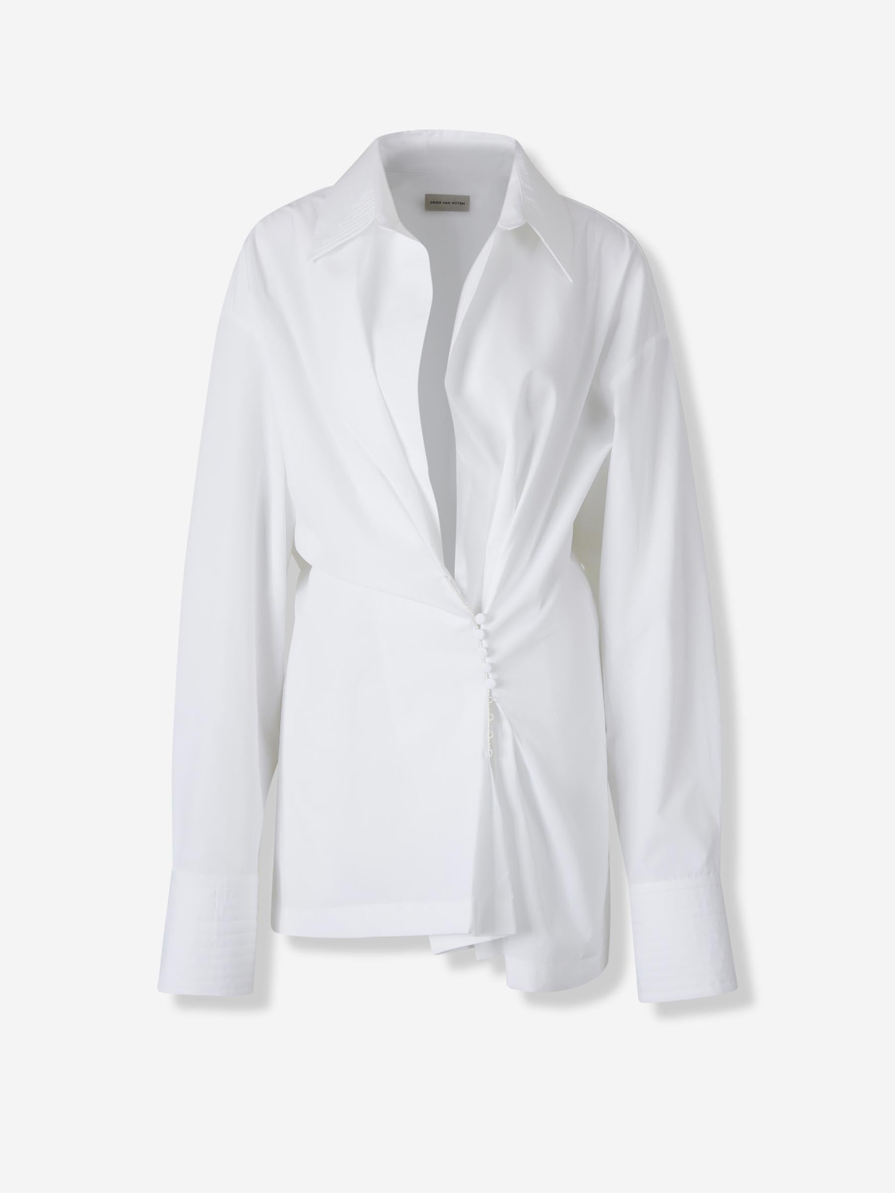 Dries Van Noten Mujer Barcelona Camisa Seda Drapeada color Blanco sku 701-002316 01 - Foto 1