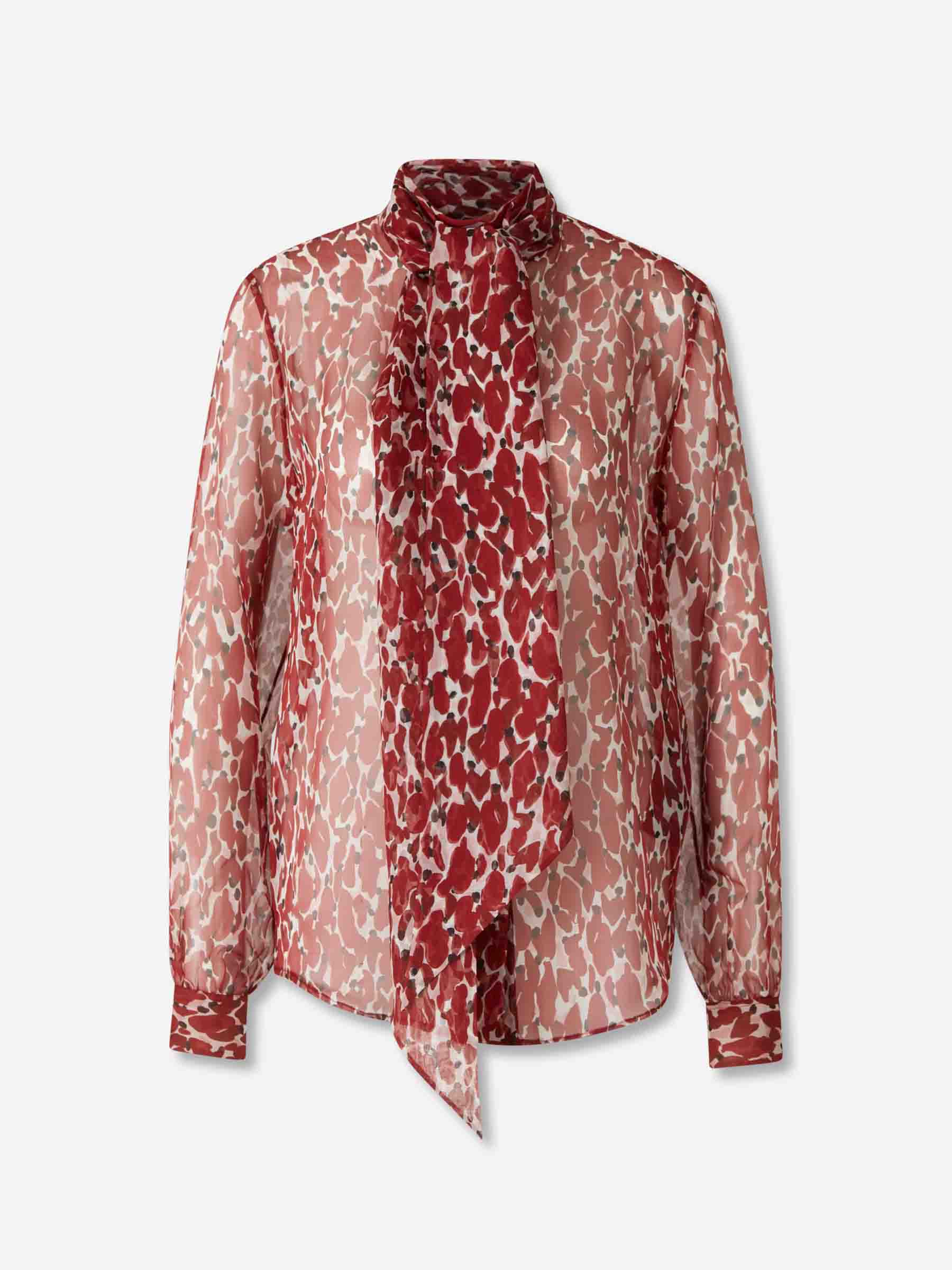 Saint Laurent Mujer Barcelona Camisa Seda Estampado color Rojo sku 701-002339 01 - Foto 1