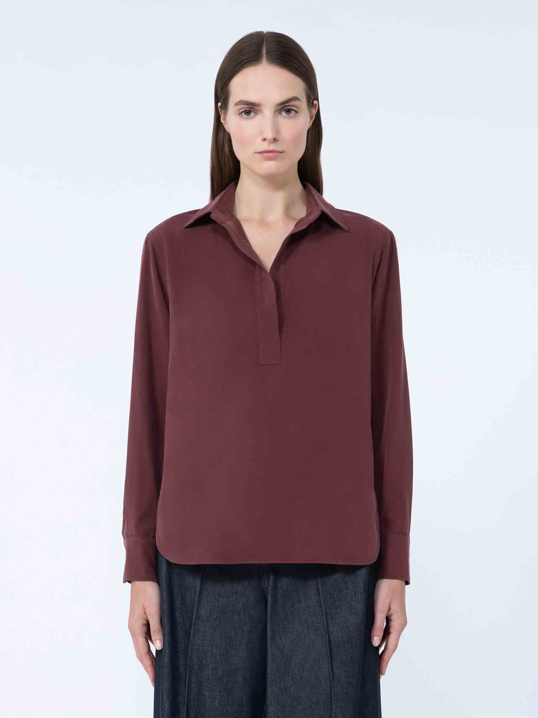Max Mara Mujer Barcelona Blusa Seda color Burdeos sku 701-002360 01 - Foto 2