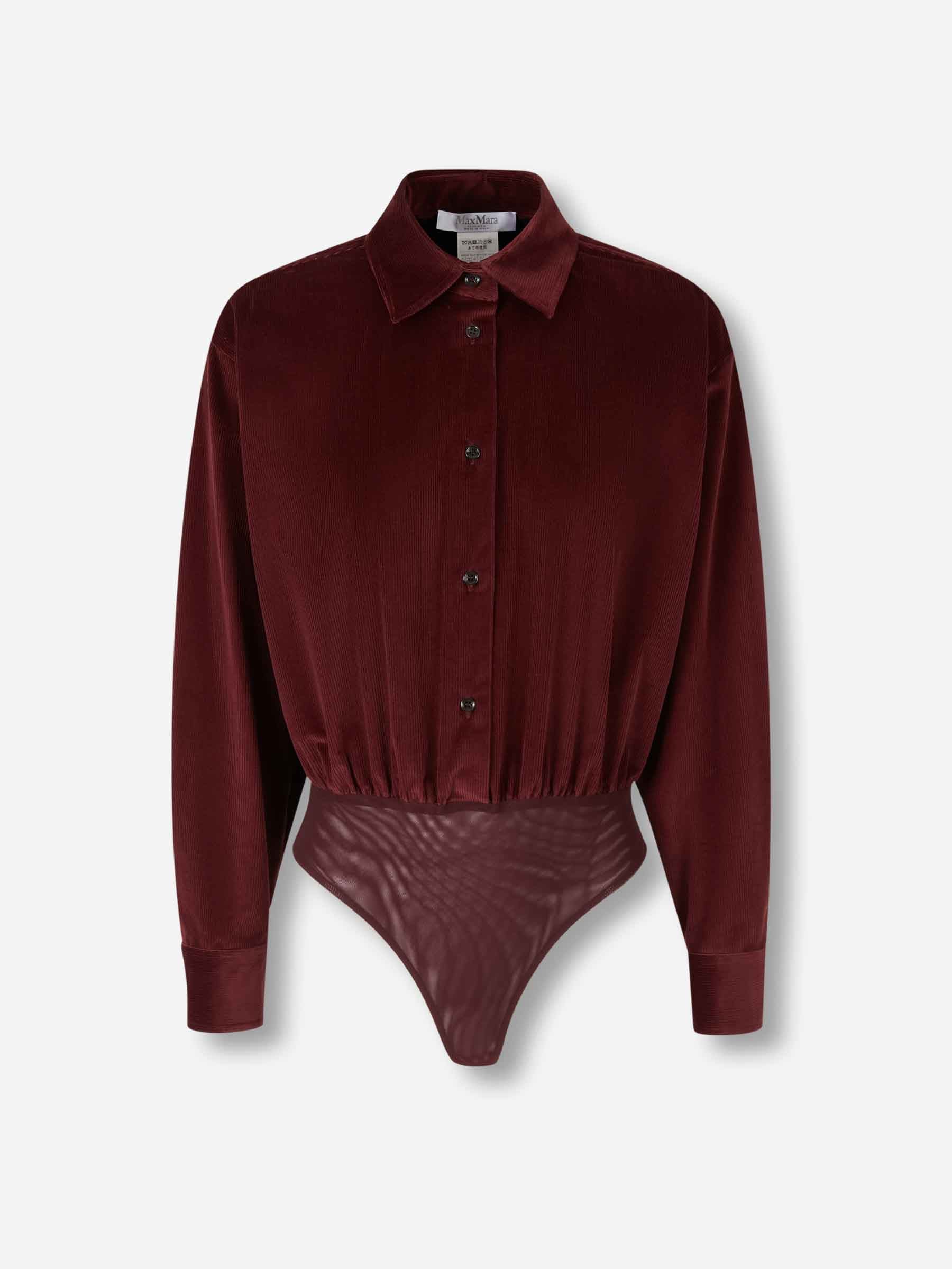 Max Mara Mujer Barcelona Body Camisa Terciopelo color Burdeos sku 701-002362 01 - Foto 1