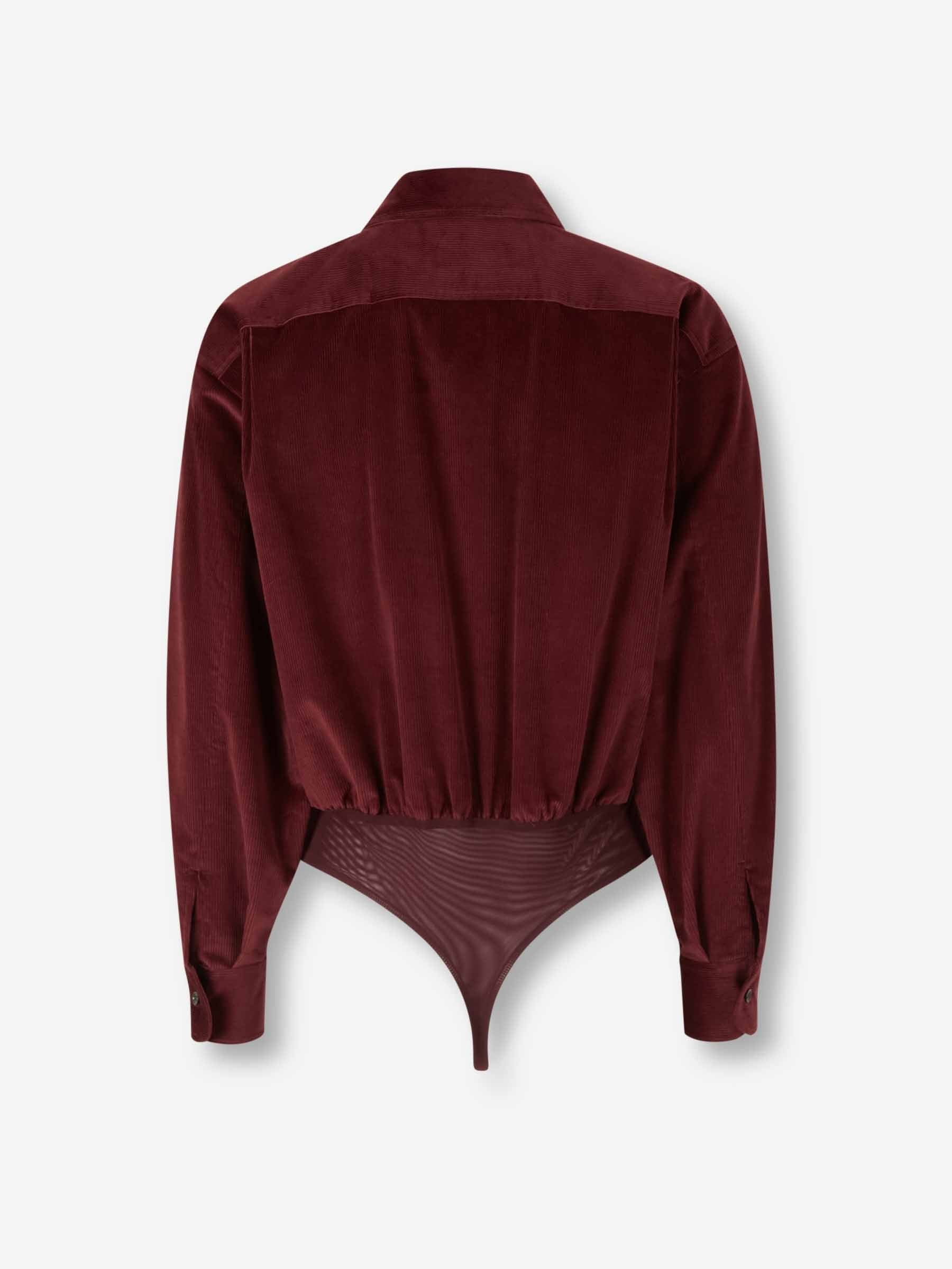 Max Mara Mujer Barcelona Body Camisa Terciopelo color Burdeos sku 701-002362 01 - Foto 2