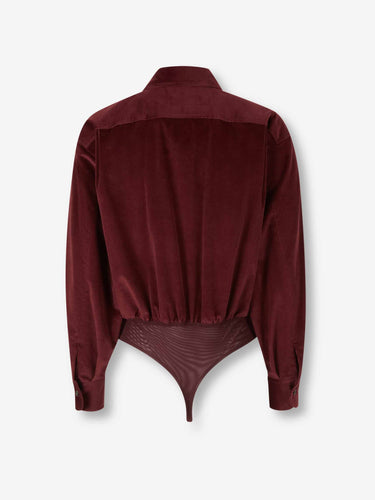 Max Mara Mujer Barcelona Body Camisa Terciopelo color Burdeos sku 701-002362 01 - Foto 2