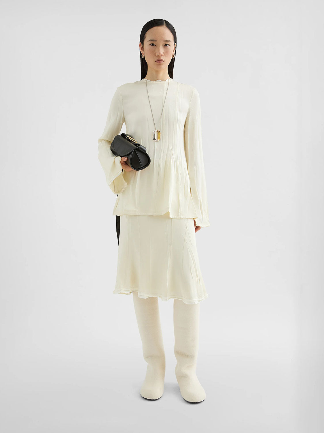 Jil Sander Mujer Barcelona Blusa Fluida Manga Larga color Marfil sku 701-002365 01 - Foto 2