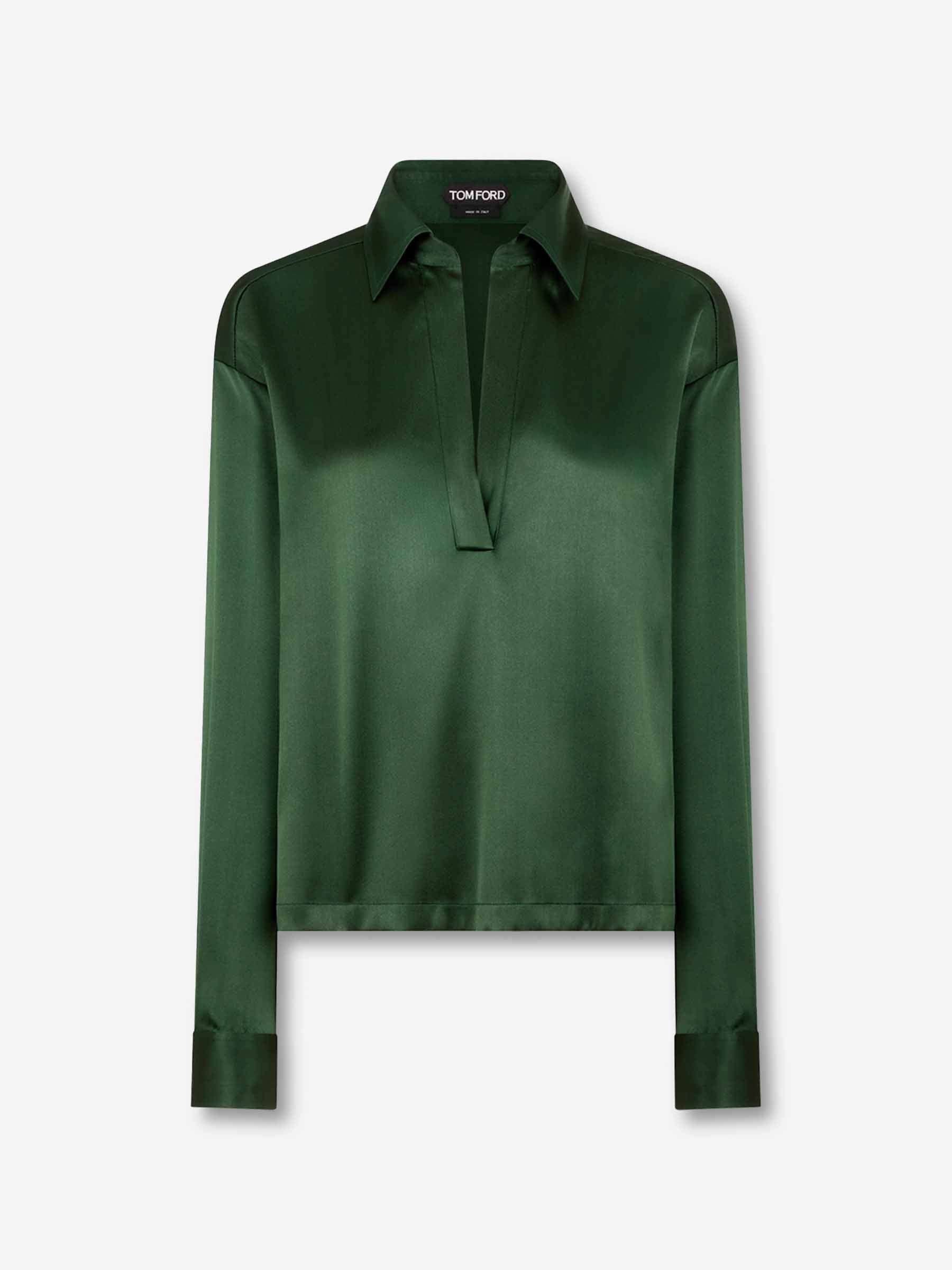 Tom Ford Mujer Barcelona Blusa Lisa Seda color Verde Jungla sku 701-002378 01 - Foto 1