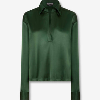 Tom Ford Mujer Barcelona Blusa Lisa Seda color Verde Jungla sku 701-002378 01 - Foto 1