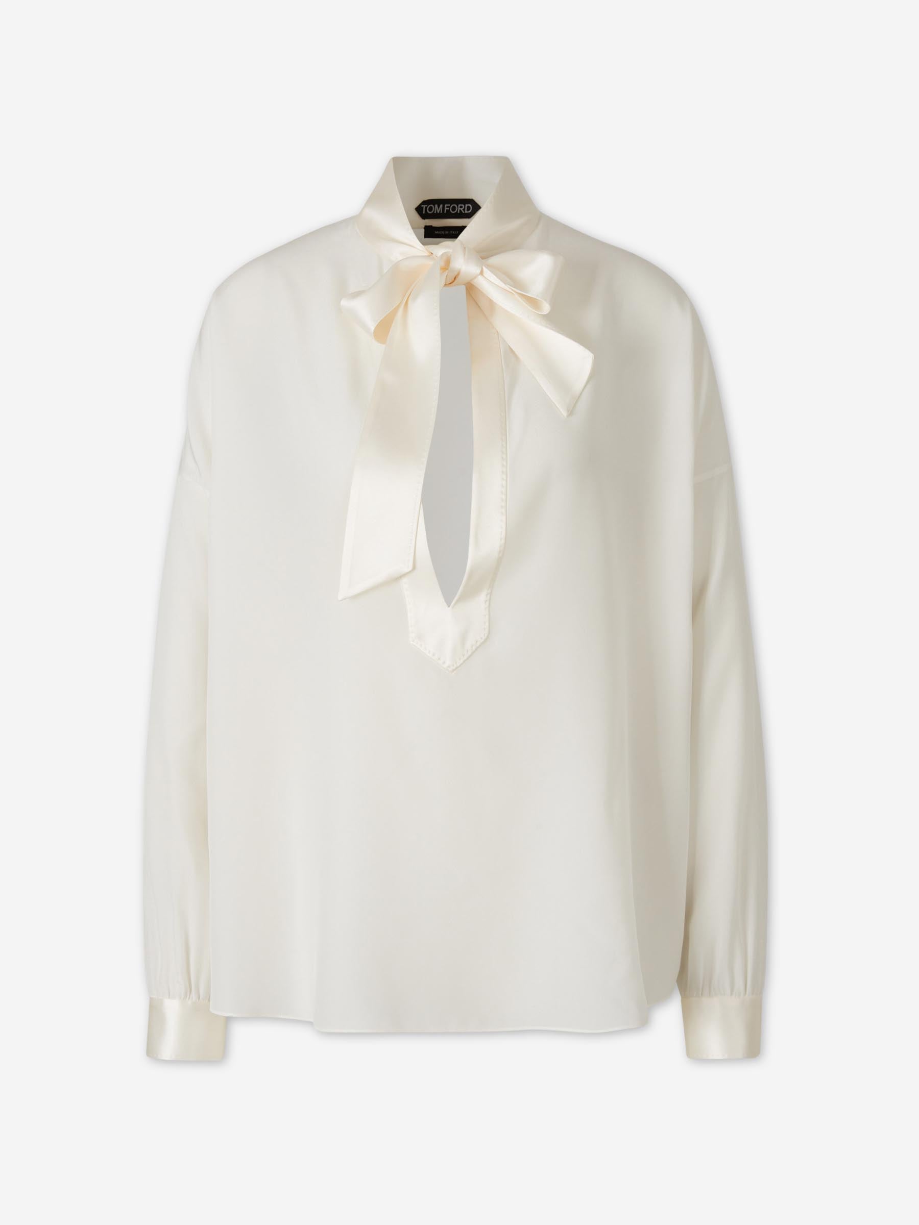 Tom Ford Mujer Barcelona Blusa Lisa Lazo color Blanco sku 701-002379 01 - Foto 1