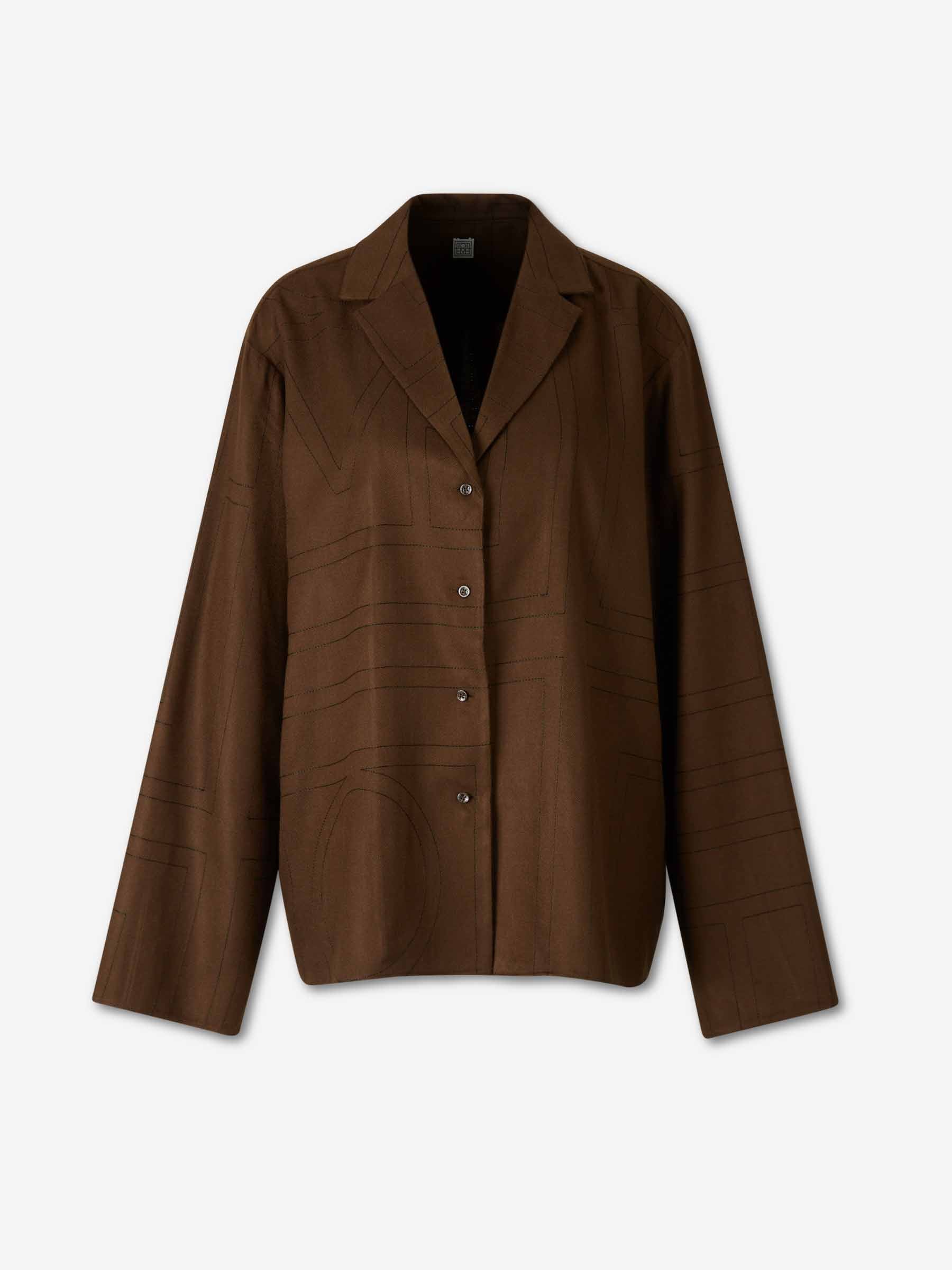 TOTEME Mujer Barcelona Blusa Franela Monograma color Marrón Oscuro sku 701-002403 01 - Foto 1