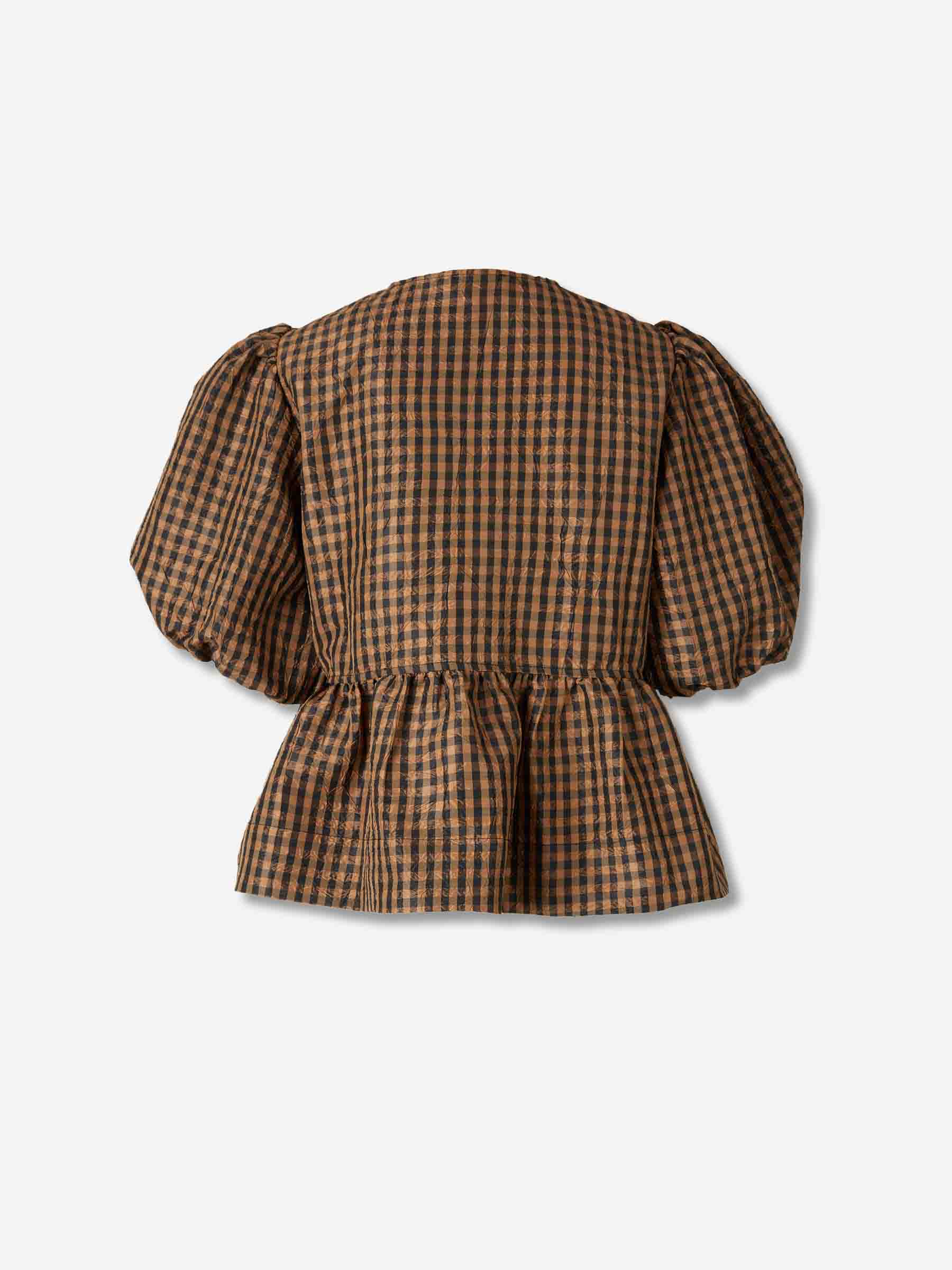 Ganni Mujer Barcelona Blusa Cuadros Lazos color Marrón sku 701-002413 01 - Foto 2