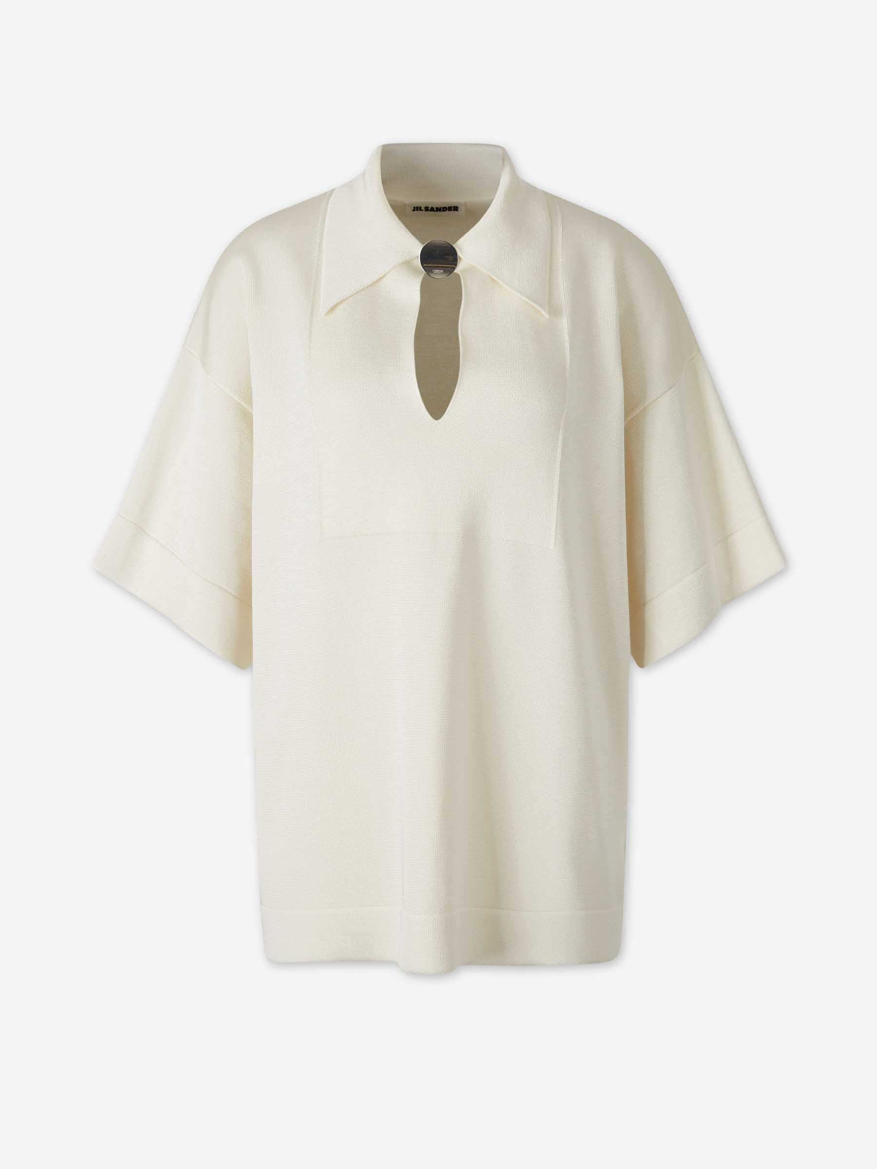 Jil Sander Mujer Barcelona Polo Punto Botón color Marfil sku 701-002430 01 - Foto 1
