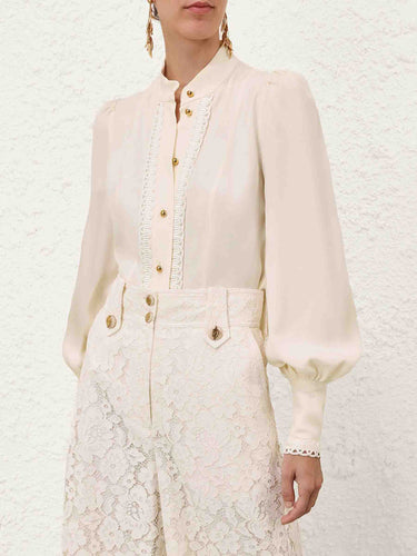 Zimmermann Mujer Barcelona Blusa Lisa Ribete color Blanco sku 701-002453 01 - Foto 2
