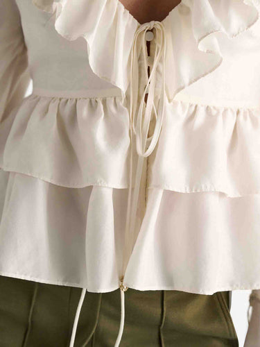 Dorothee Schumacher Mujer Barcelona Blusa Volantes Seda color Blanco sku 701-002464 01 - Foto 4