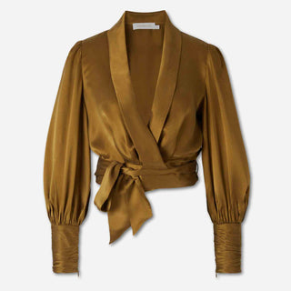 Zimmermann Mujer Barcelona Blusa Cruzada Seda color Verde Militar sku 701-002515 01 - Foto 1