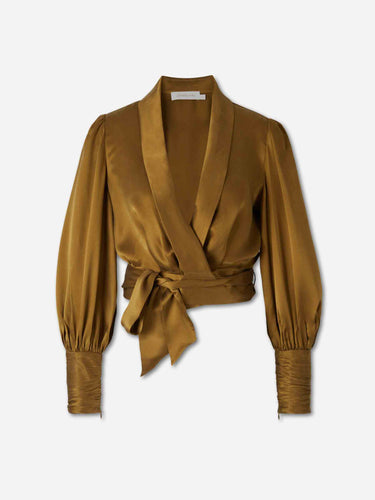 Zimmermann Mujer Barcelona Blusa Cruzada Seda color Verde Militar sku 701-002515 01 - Foto 1
