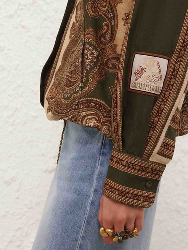 Zimmermann Mujer Barcelona Blusa Estampada Capucha color Verde Militar sku 701-002517 01 - Foto 3
