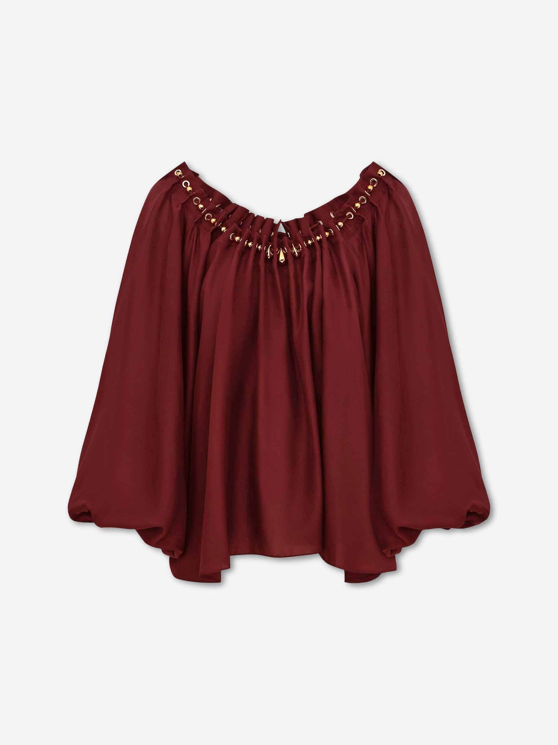 Zimmermann Mujer Barcelona Blusa Fruncida Abalorios color Burdeos sku 701-002519 01 - Foto 1