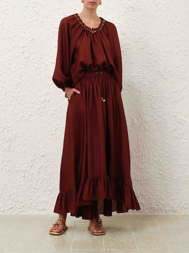 Zimmermann Mujer Barcelona Blusa Fruncida Abalorios color Burdeos sku 701-002519 01 - Foto 2
