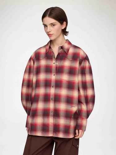 Ganni Mujer Barcelona Camisa Casual Cuadros color Burdeos sku 701-002525 01 - Foto 4