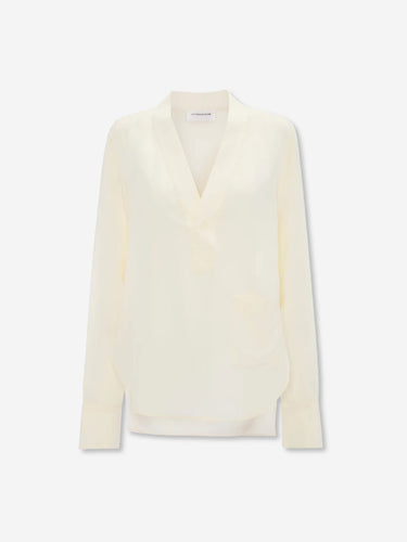 Victoria Beckham Mujer Barcelona Blusa Cuello Pico color Marfil sku 701-002540 01 - Foto 1