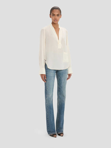 Victoria Beckham Mujer Barcelona Blusa Cuello Pico color Marfil sku 701-002540 01 - Foto 2